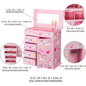 Caja de Música Grande Ever Bright en Oferta, Caja de Música con Forma de Armario de Unicornio Rosa, Caja de Música Personalizada con Forma de Castillo y <span class=keywords><strong>Bailarina</strong></span>, Regalo Perfecto para Niñas - Product Image 4