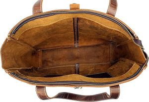 Sac fourre-tout pour femmes en cuir de buffle vintage véritable Sac à main à fermeture éclair à la mode Cartable deux pour le voyage Sac à main Messenger - Product Image 3