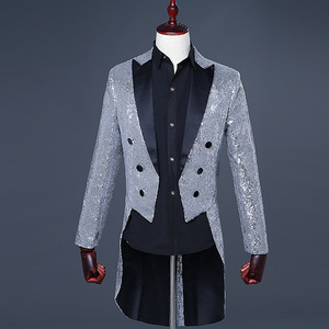 Esmoquin con lentejuelas Rojas brillantes para hombre, chaqueta de esmoquin con adornos brillantes para club nocturno, DJ, fiesta, boda, traje de cantante de escenario para hombre, 2023 - Product Image 3