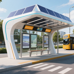 2025 kèm theo Thông Minh Thành Phố-phong cách xe buýt nơi trú ẩn dẫn ánh sáng Nguồn kim loại hợp kim khung xe buýt dừng lại với năng lượng mặt trời và hệ thống hiển thị lớn - Product Image 3