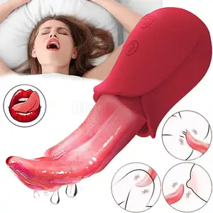 Puissant 10 langues de léchage vibrantes Rose vrais vibrateurs de langue Stimulation du Clitoris grand vibrateur de langue de léchage rose