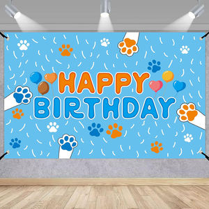 Fondo Fotográfico Personalizable con Huellas de Perro Azul y Feliz Cumpleaños, <span class=keywords><strong>para</strong></span> Baby Shower, Decoración de Fiestas en Casa - Product Image 4