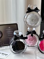 Rose éternelle préservée romantique pour mariage et anniversaire, faite à la main, dans boîte en verre ronde, cadeau en gros