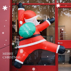 Decoración Navideña - Santa Claus Inflable Grande Trepando Pared, Decoración LED para Jardín y Césped - Product Image 1