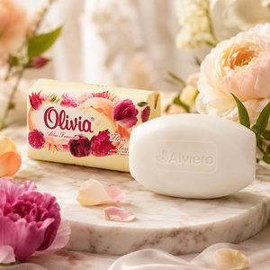 Mallow Scented Moisturizing Bar <b>Soap</b> with Glycerin Lanolin and Vitamins A and E for Hand and Body Care 90 g Olivia - Product Image 1