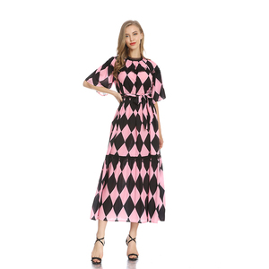 Robe Déesse Fan Vêtements D'été Nouveau Style Français Mince Losange Grande Européenne Plus <span class=keywords><strong>La</strong></span> Taille Des Femmes Robe - Product Image 2