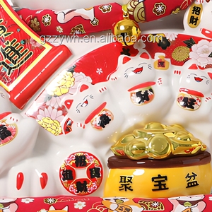 Prêt à être expédié - Chat porte-bonheur en <span class=keywords><strong>porcelaine</strong></span> de 11 pouces - <span class=keywords><strong>Maneki</strong></span> <span class=keywords><strong>Neko</strong></span> - Feng Shui - Cadeau d'affaires - Souvenir du Nouvel An chinois - Figurine - Product Image 5