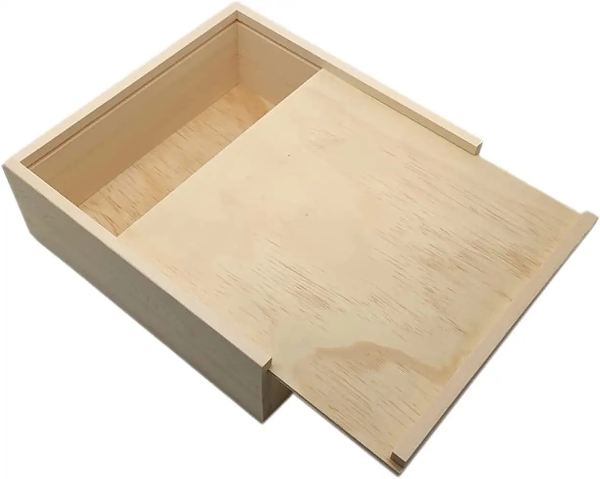 Wooden box rectangular pull cover desktop storage box wooden rectangular gift packaging box