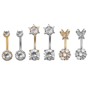 Anelli per <span class=keywords><strong>Ombelico</strong></span> Trendy e Sexy in Acciaio Inox con Zirconi, <span class=keywords><strong>Piercing</strong></span> a <span class=keywords><strong>Farfalla</strong></span> e Fiore, Gioielli per Donne - Product Image 5