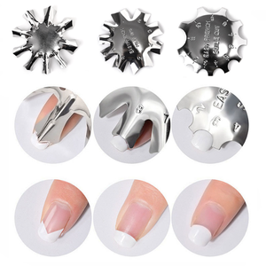 Pochoir de coupe-ongles multi-tailles en acier inoxydable pour manucure, outil de façonnage des bords, de coupe de ligne sourire et de modèle de coupe pour ongles français - Product Image 5