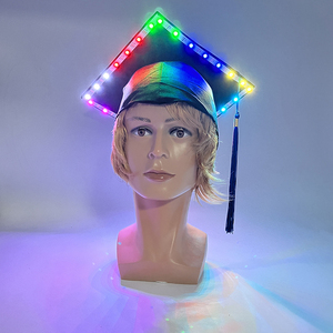 Cappello di nappe di diploma di scuola Glowing LED Mortarboard lampeggiante cappello accademico di laurea forniture per cerimonia di laurea - Product Image 1