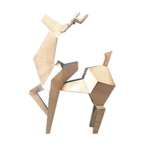 Escultura de Ciervo de Acero Inoxidable, Geométrica, para Montar en el Suelo, Decoración de Jardín para Exteriores - Product Image 4