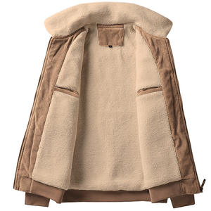 جاكيت رجالي شتوي من الصوف مبطن بالفرو الصناعي (الشيربا) من الكوردروي، ياقة قائمة، شعار أمامي، دافئ ومقاوم للرياح، بتصميم سائق الشاحنة - Product Image 3