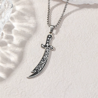 Pendentif Émail Scimitar Zulfiqar Épée Couteau Ali Chia Coran Islamique en Acier Inoxydable Bijoux de Mode Collier Vente en Gros