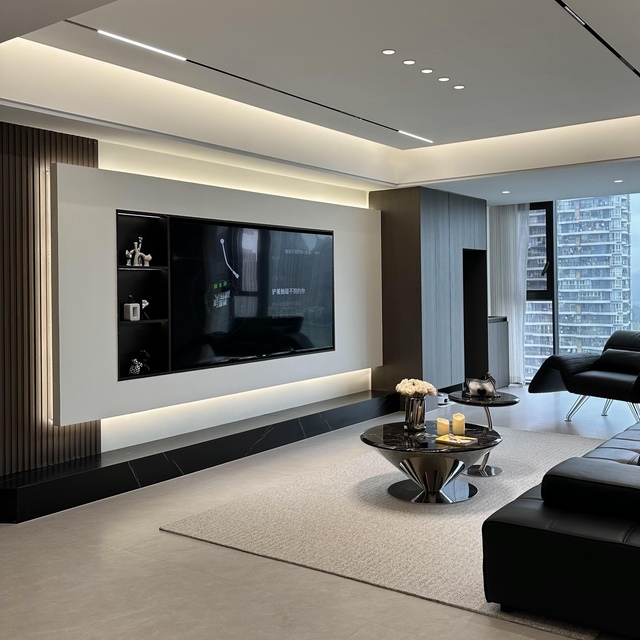 Modern Wooden Panel Floating Tv Stand With Drawer and Shelves Modular Living Room Furniture