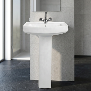 White Square Ceramic Art Pedestal Wash Basin Single Hole Fashionable Bathroom Sink Sanitary Ware Collection - Product Image 1