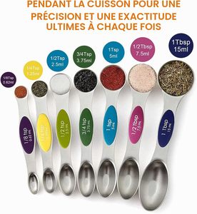 Ensemble de cuillères doseuses magnétiques à double tête en acier inoxydable rose, écologiques, lavables au lave-vaisselle, 8 pièces, rangement facile - Product Image 5