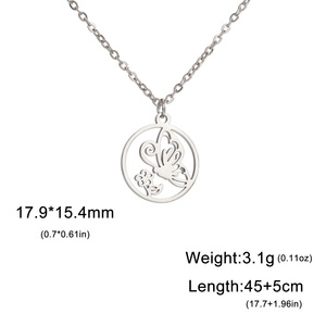蝴蝶和花朵吊坠项链时尚不锈钢珠宝项链女男士 - Product Image 6