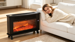 Elegante <span class=keywords><strong>Chimenea</strong></span> Eléctrica Interior Moderna y Clásica con Efectos de Llama Realistas, Termostato Ajustable y Protección Contra Sobrecalentamiento - Product Image 3