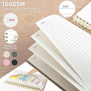 Cuadernos en espiral de Metal A5 con logotipo personalizado, organizador de cubierta de tela para volver a la escuela, cuaderno impreso GSM 100 para uso diario, regalo - Product Image 5