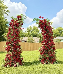 GJ-HOA16 Wholesale Factory Red White <b>Flower</b> Arch <b>Artificial</b> Horn <b>Flowers</b> Arch for Wedding Events Proposal Decor - Product Image 6