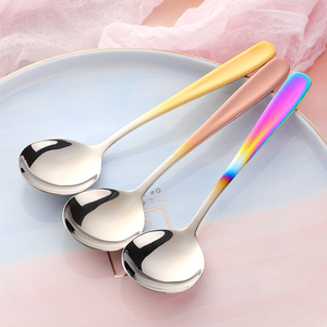 Cuillères à soupe en acier inoxydable personnalisables avec logo, pour table, design unique, magiques, rondes, pour céréales, desserts et glaces - Product Image 2