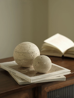 SAIDKOCC 8/9/10cm boule de pierre de marbre naturel décor pour Table et étagère Vintage travertin sphère Sculpture pour la décoration de la maison