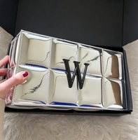 Boîte d'emballage de rouge à lèvres en PU argenté miroir, boîte en similicuir matelassée, boîtes d'emballage personnalisées pour soins de la peau et parfums, boîte de rangement de maquillage de luxe
