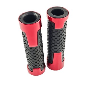 Poignées de guidon de moto Qiangye, en caoutchouc rouge et noir, CNC universelles pour vélo tout-terrain, scooter, accessoire de guidon - Product Image 4