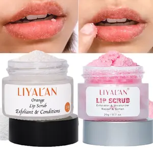 Nhãn hiệu riêng nhẹ nhàng lipscrub môi chăm sóc giữ ẩm làm sáng tẩy tế bào chết Vegan đường màu hồng môi chà
