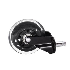 Roulettes de remplacement en plastique PU noir de 3 pouces (76 mm) pour chaises de <span class=keywords><strong>bureau</strong></span> et meubles, idéales pour sols durs - Product Image 1