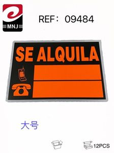Insegna 'Se Alquila' Grande per Esterni, Resistente ai Raggi UV, in Plastica, per Pubblicità e Noleggio, Tabellone per Annunci, Uso Sportivo e Giochi, Stampa Offset, Confezione da 12 Pezzi - Product Image 2
