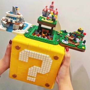 Nouveaux arrivages en plastique MOC <span class=keywords><strong>Super</strong></span> <span class=keywords><strong>Bros</strong></span> Marioed assemblé brique point d'interrogation boîte blocs de construction jouets pour cadeaux de noël - Product Image 5