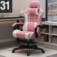 Chaise de jeu E-Sports en cuir PU, structure en acier, inclinable, pivotante, accoudoirs intégrés, design moderne