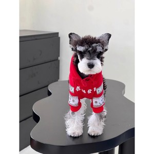 Sweat à capuche doublé en polaire rouge pour animaux de compagnie, style festival d'hiver pour chiens Teddy et bouledogues français - Product Image 3