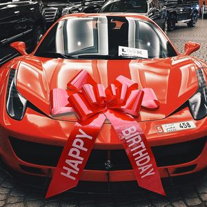 Car Bows Big Car Bow Sweet 16 30 pollici Giant Extra Large Blue/Red Pull Bow buon compleanno stampato personalizza la decorazione della festa del LOGO - Product Image 1