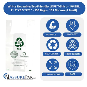 Sac de courses réutilisable en LDPE blanc, sac de transport écologique pour épicerie, emballage de vente au détail personnalisé imprimé - Product Image 3