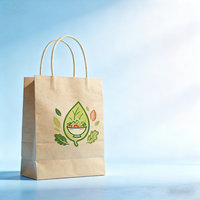 Sacs en papier kraft de luxe biodégradables et écologiques, durables, avec poignées en corde de coton et ruban, logo personnalisé, pour cadeaux, supermarchés et aliments