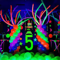 Ballons longs néon lueur ballons fluorescents réactifs UV ballons magiques 80s 90s anniversaire lumière noire décorations de fête