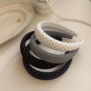 Fascia per <span class=keywords><strong>capelli</strong></span> retrò casual semplice fatta <span class=keywords><strong>a</strong></span> mano con pois, stile coreano, versatile, <span class=keywords><strong>a</strong></span> corona alta, per uscire, fermacapelli, elastico per <span class=keywords><strong>capelli</strong></span> - Product Image 4