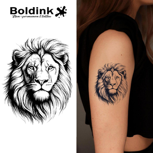 Tatuaje <span class=keywords><strong>de</strong></span> Tinta <span class=keywords><strong>de</strong></span> Jaua Boldink Personalizado, Realista, con Retrato <span class=keywords><strong>de</strong></span> Cabeza <span class=keywords><strong>de</strong></span> Rey León, Arte Corporal, Resistente al Agua, Larga Duración (2 Semanas) - Product Image 1