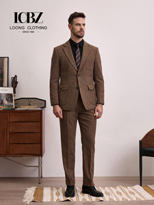 Costume <span class=keywords><strong>Homme</strong></span> Classique Rétro Britannique en <span class=keywords><strong>Tweed</strong></span> <span class=keywords><strong>Marron</strong></span> de Haute Qualité, Respirant, Grande Taille, Ensemble <span class=keywords><strong>Blazer</strong></span> Slim Décontracté à Simple Boutonnage - Product Image 2