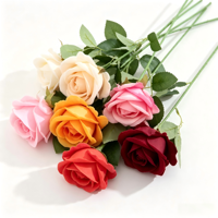 Rose artificielle en velours à tige unique de 48 cm de long, fleur de rose artificielle pour la décoration de la maison, de la table, des mariages et des fêtes