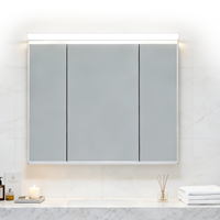 Kabinet Cermin Kamar Mandi LED Minimalis Jepang, 3 Lipat dengan Kontrol Sensor, Grosir Pabrik, Stok Besar