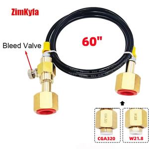 Estación de Recarga de Cilindros de CO2 Sodastream, Adaptador de Carga de Latón Negro para Herramientas Neumáticas, Manguera de 1.5m, W21.8-14, CGA320 - Product Image 1