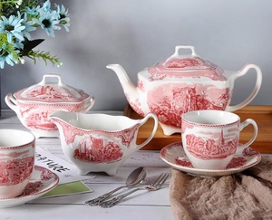 JBS Plate Dinner Set Red Pattern Ceramic Rose <b>Brown</b> <b>Box</b> Vintage Dinnerware Sets Giveaways Western Porcelain Dinner Set 64 Pieces - Product Image 3