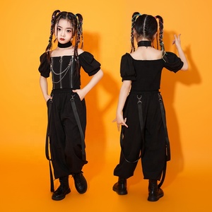 Trajes <span class=keywords><strong>para</strong></span> niños, <span class=keywords><strong>ropa</strong></span> de Hip Hop, camisetas sin mangas negras, camiseta, <span class=keywords><strong>ropa</strong></span> de calle, pantalones Cargo <span class=keywords><strong>para</strong></span> chicas adolescentes, traje de baile de Jazz, <span class=keywords><strong>ropa</strong></span> de exhibición - Product Image 3