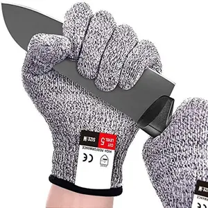 Gujia HPPE sarung tangan keamanan dapur, sarung tangan tahan potong keselamatan perlindungan makanan abu-abu untuk bekerja