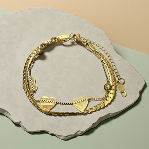 <span class=keywords><strong>Bracelet</strong></span> à breloques en forme de cœur, best-seller sur le marché européen, chaîne ajustable couleur or, bijoux hypoallergéniques pour femmes, cadeau - Product Image 2