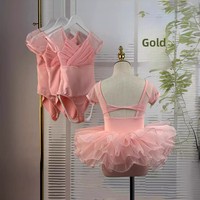 Lindo Leotardo de Ballet Rosa con Pliegues para Niñas, Traje de Danza de Manga Corta, Ropa de Danza de Nailon y Spandex para Niñas de 3 a 15 Años